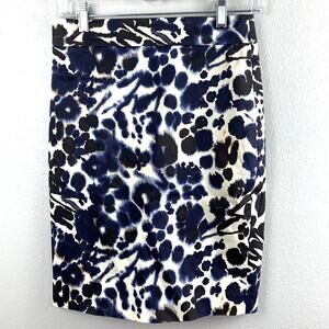 Ann Taylor multi color blues back zip cotton blend straight Womans Skirt size 2P